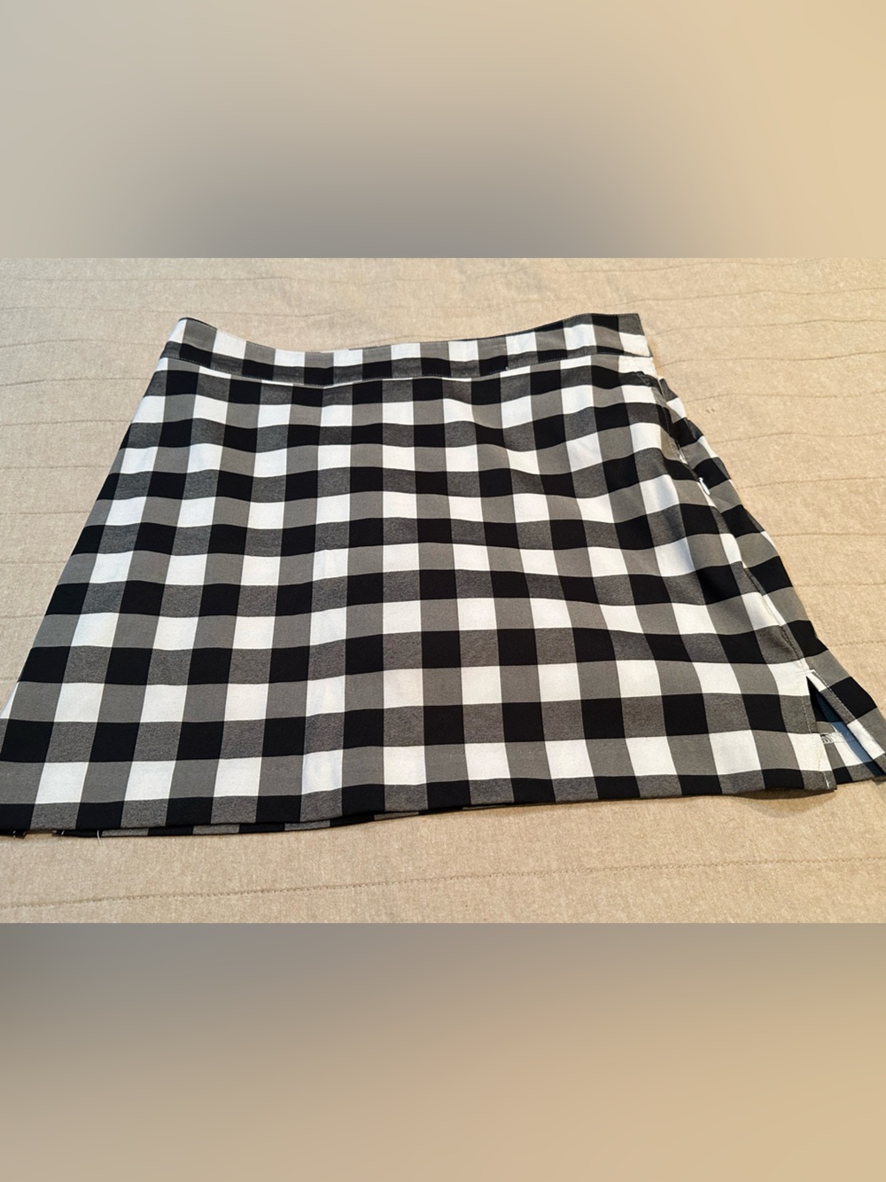 Izod Black and White Gingham A-Line Mini Skort